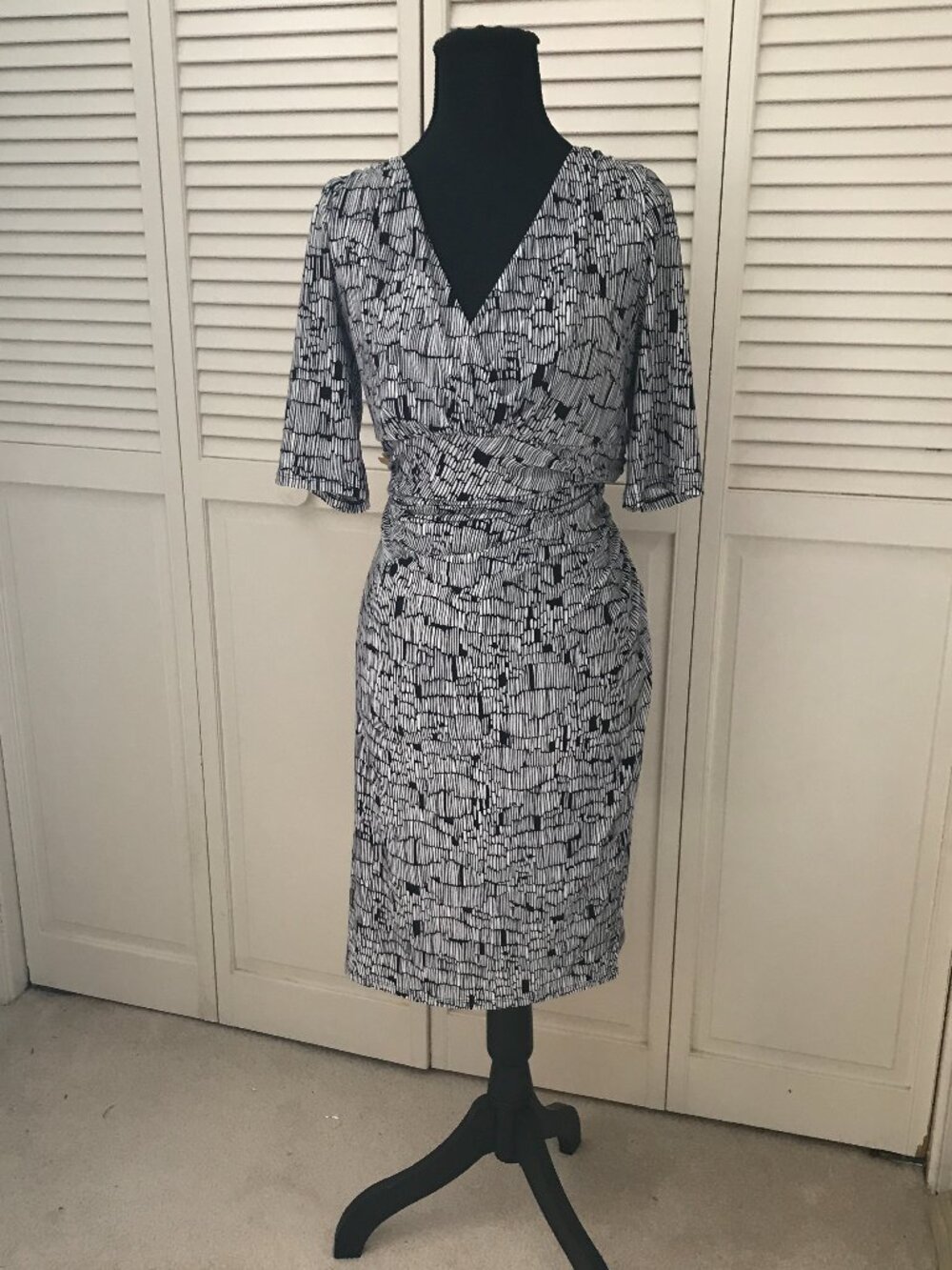 Ralph Lauren Black & White Abstract Dress – Size 12